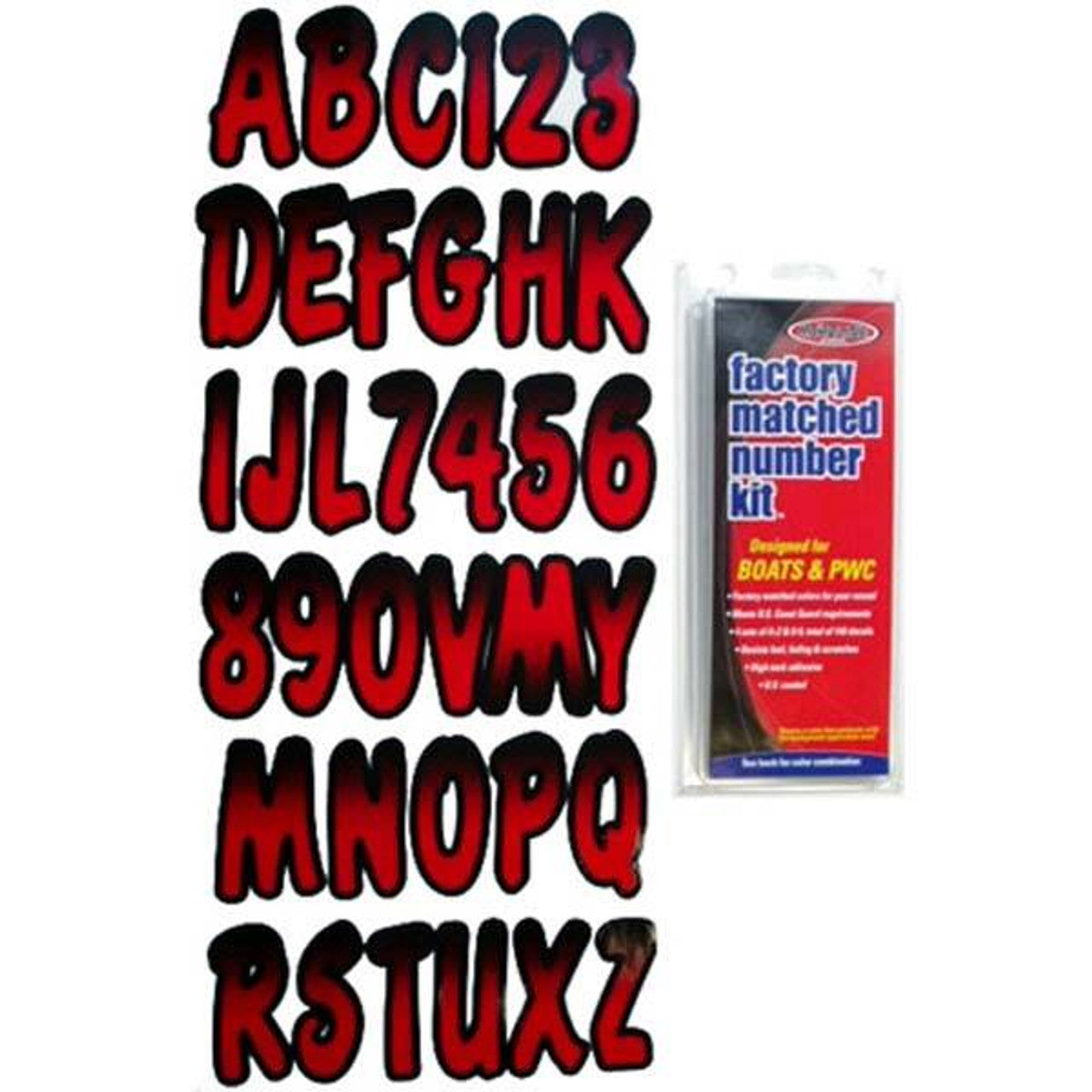 3" Boat Letter and Number Kit - Black and Red